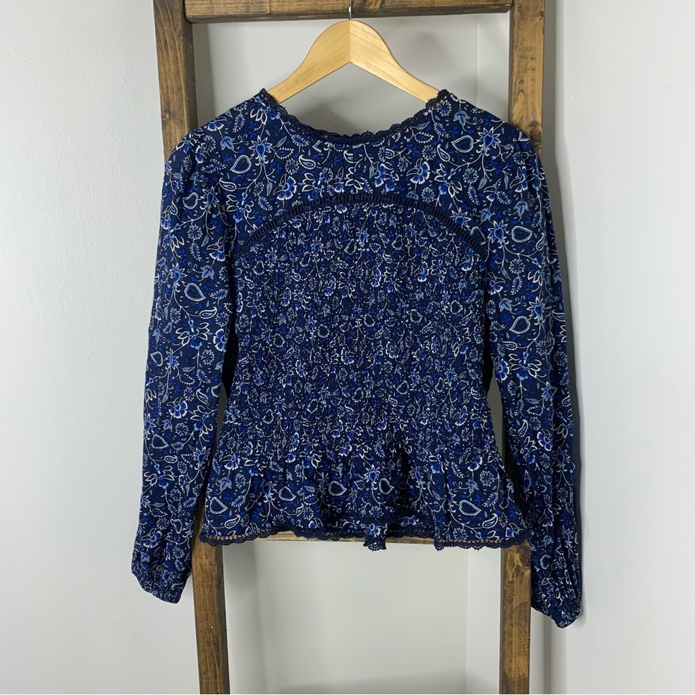LOFT Floral Blue Women's Top L
